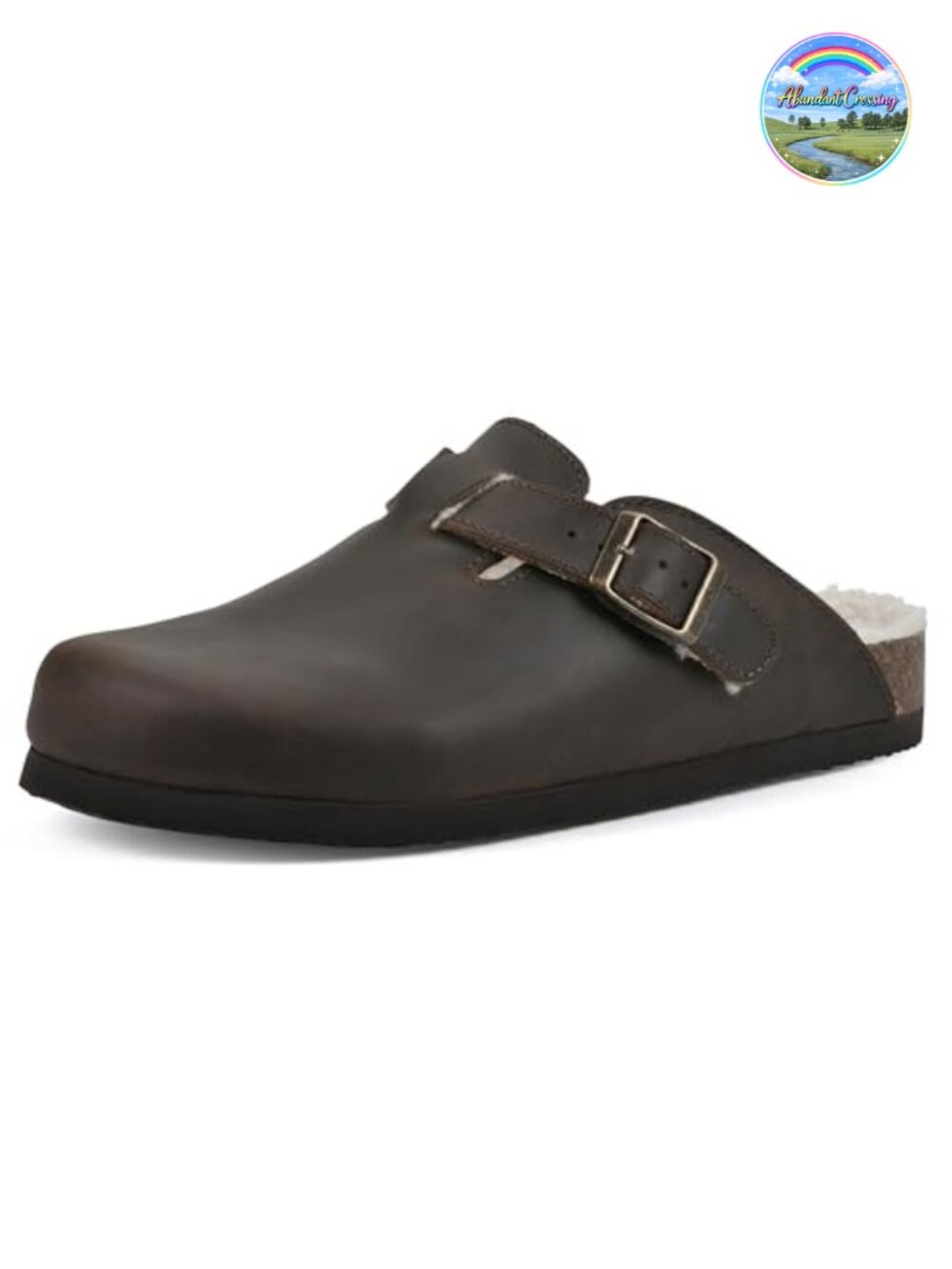 Bari Clog with Contoured Footbed Adjustable Buckle Suedette Lining